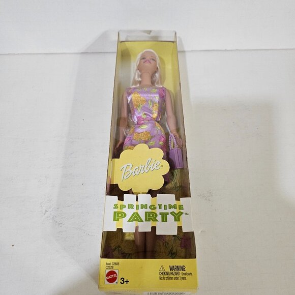 Barbie Springtime Party Purple Floral Dress Mattel C2528 C2605 NRFB 2002 - Picture 7 of 7